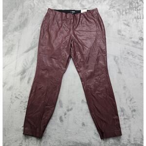 NEW ANA Pants Womens Size XL Red Brown Faux Leather High Rise Zip Ankle Stretch
